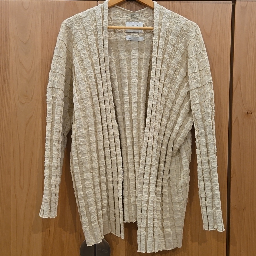Lauren Manoogian Bubble Ribbed Knit Cardigan, Size1, Sandstone, VGUC, Hygee